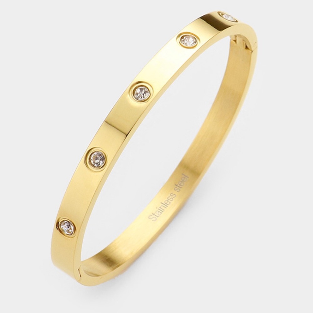 Gold tone crystal hinge bracelet